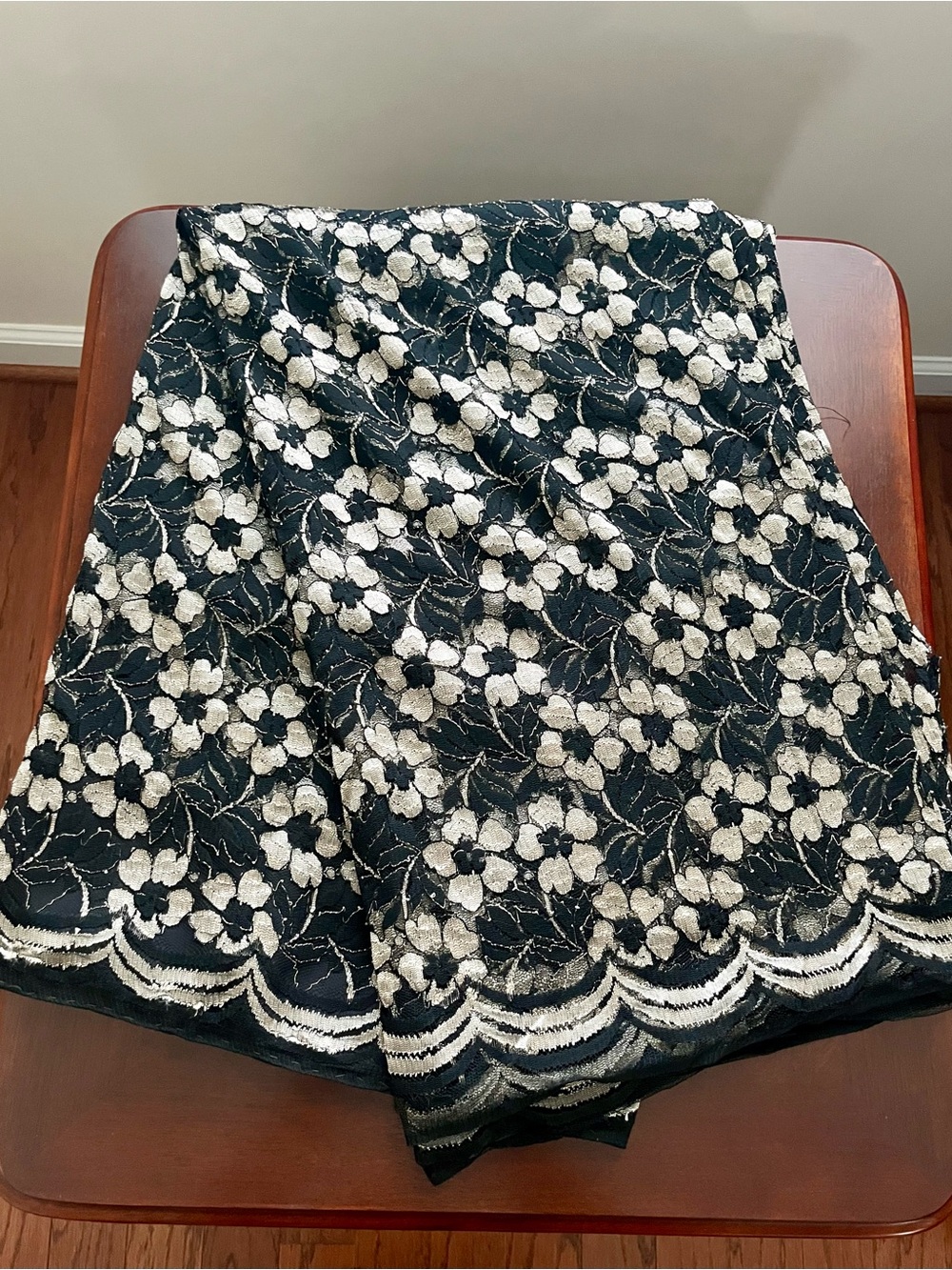 Black Floral Lace Saree with Ivory Embroidery